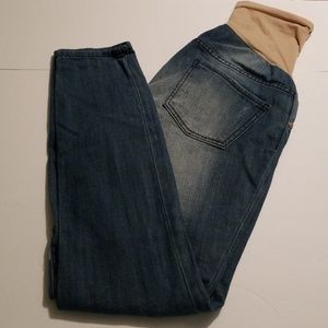 Indigo Blue Med Maternity Skinny Distressed Jeans